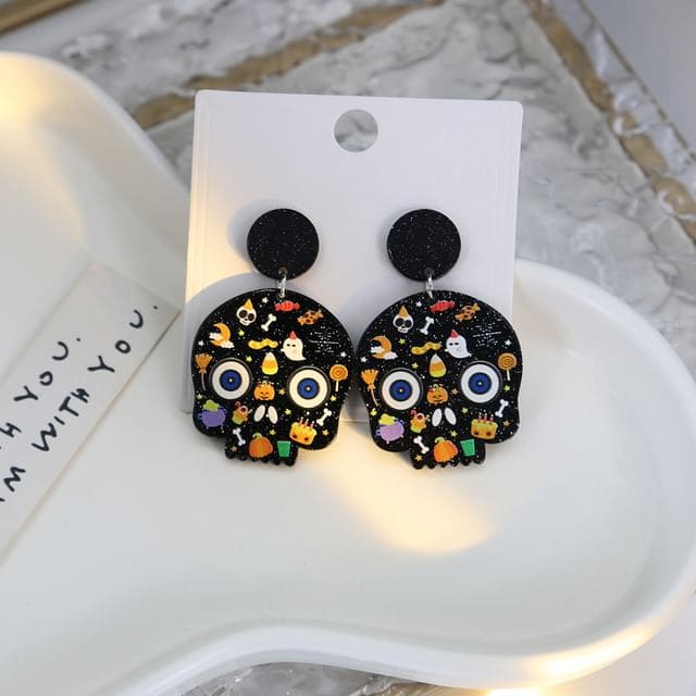 Halloween Drop Earring - 1 Pair - E6125-12 - Black