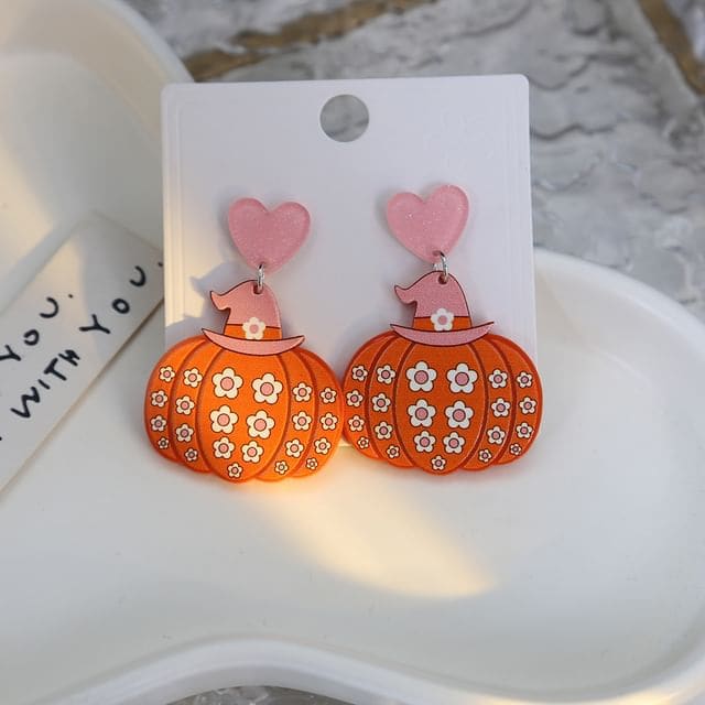 Halloween Drop Earring - 1 Pair - E6125-4 - Pink / One Size