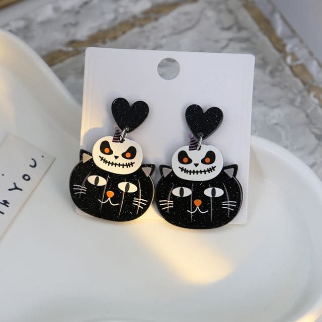 Halloween Drop Earring - 1 Pair - E6125-6 - Black / One Size