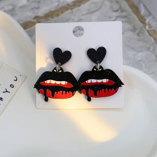 Halloween Drop Earring - 1 Pair - E6125-7 - Black / One Size