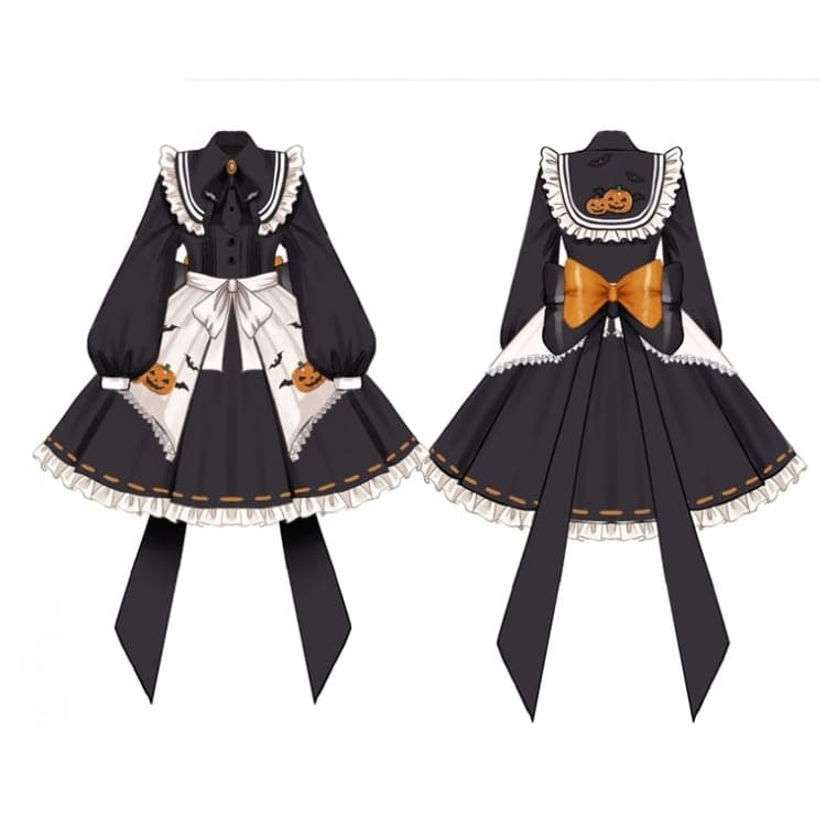 Halloween Lolita Witch Pumpkin Embroidery Dress Set