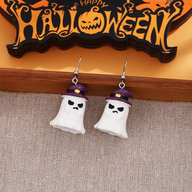 Halloween Resin Drop Earring - 1 Pair - E6360 - White