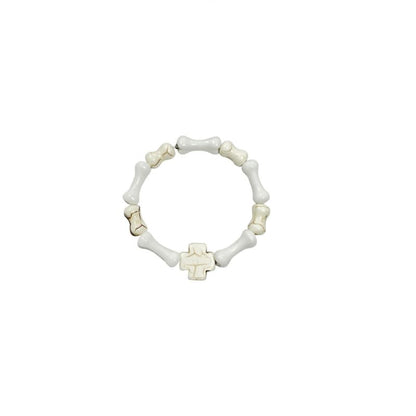 Halloween White Punk Cross Bones Bracelet - White / Free