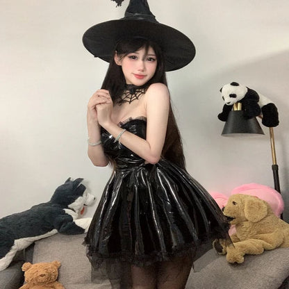 Halloween Witch Costume Cosplay Outfits - Black / One Size