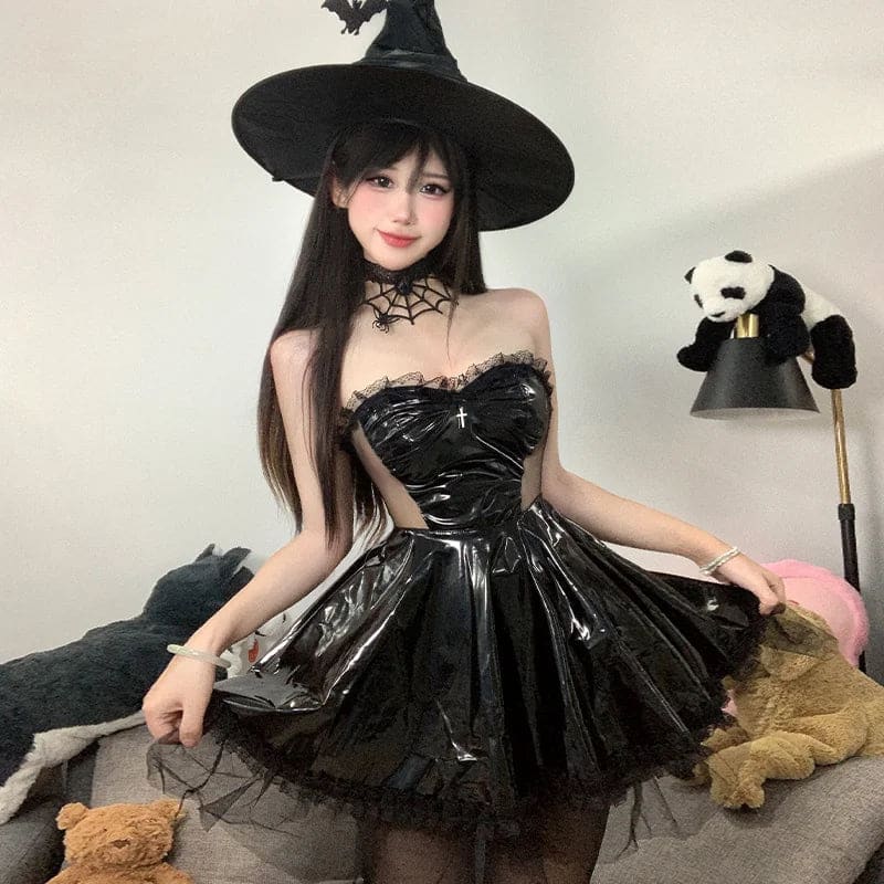 Halloween Witch Costume Cosplay Outfits - Black / One Size