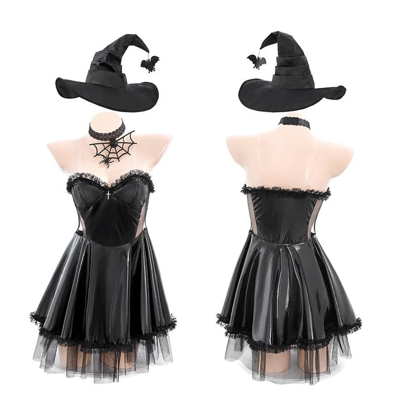 Halloween Witch Costume Cosplay Outfits - Black / One Size