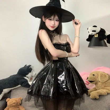 Halloween Witch Costume Cosplay Outfits - Black / One Size