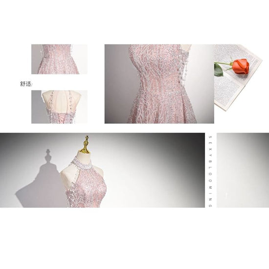 Halter Plain Ruched A-Line Evening Gown main image 0