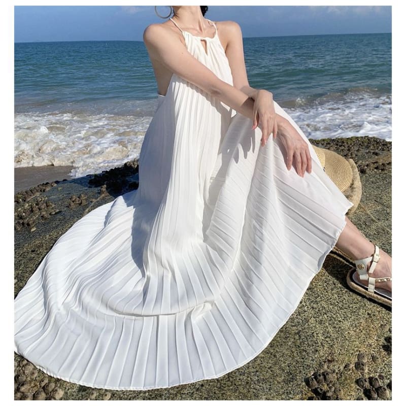 Halter Plain Cutout Maxi Sundress