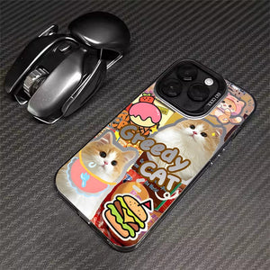 Hamburger Cat Phone Case - For iPhone 15 / Cat B-black