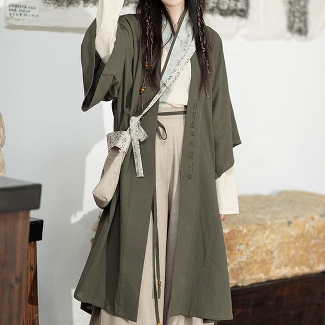 Hanfu Open Front Jacket / Open Front Top / Wide Leg Pants