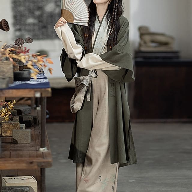 Hanfu Open Front Jacket / Open Front Top / Wide Leg Pants