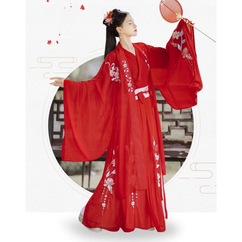 Hanfu Set Of 3: Embroidered Long