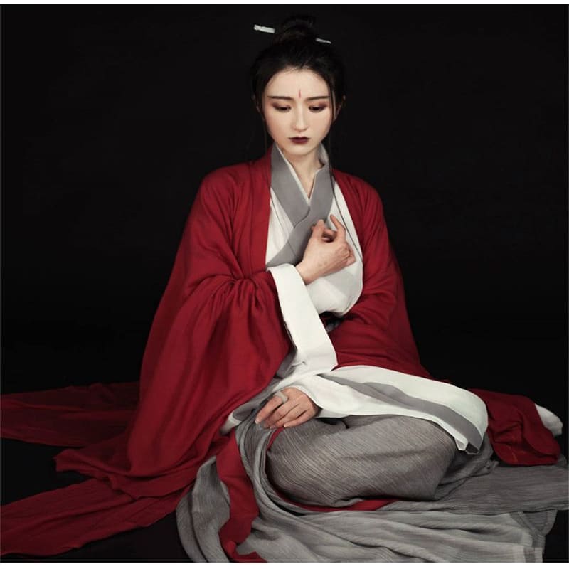 Hanfu Set Of 3: Red Long