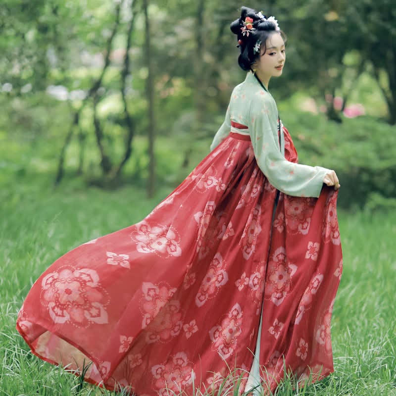 Hanfu Vintage Flower Print Set