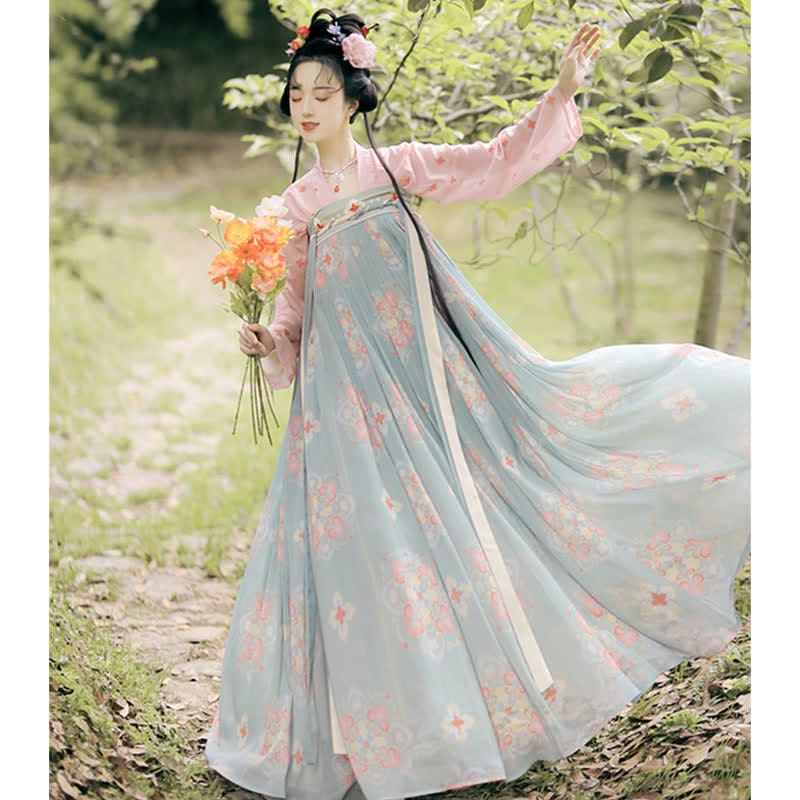 Hanfu Vintage Flower Print Set