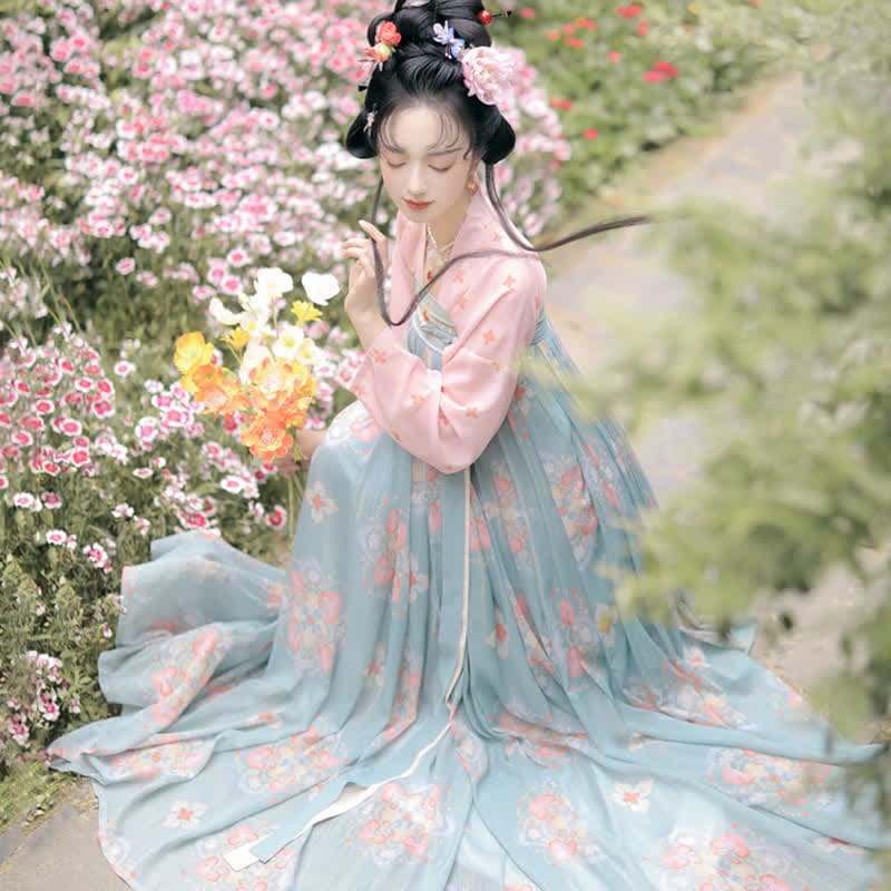 Hanfu Vintage Flower Print Set