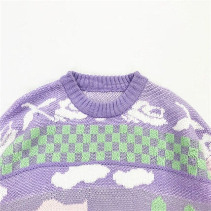 Harajuku Cartoon Duck Embroidery Knitted Sweater MK16745