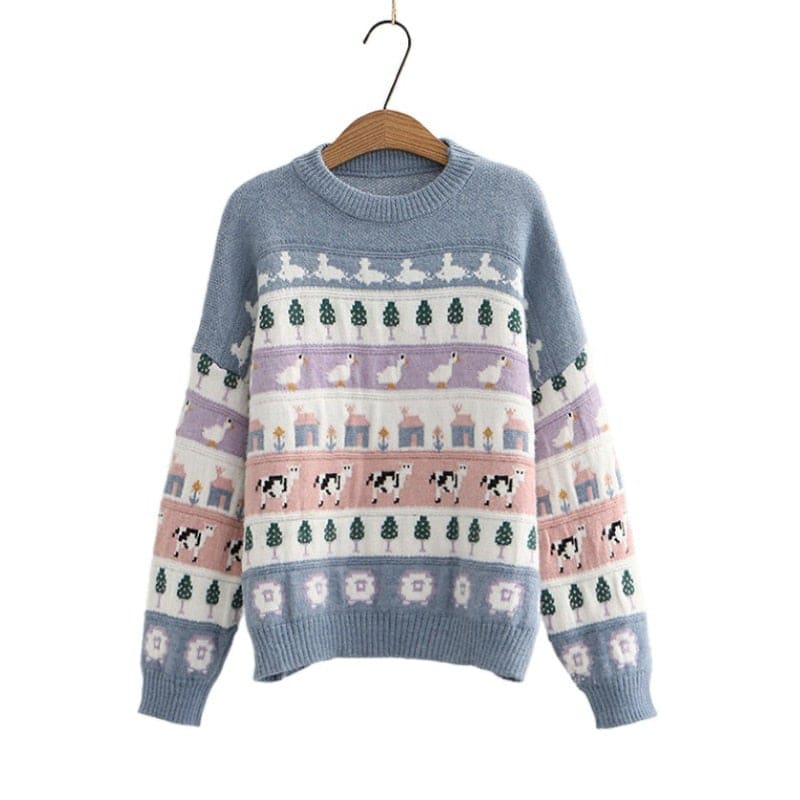 Harajuku Cartoon Kawaii Animal Embroidery Sweater BM070