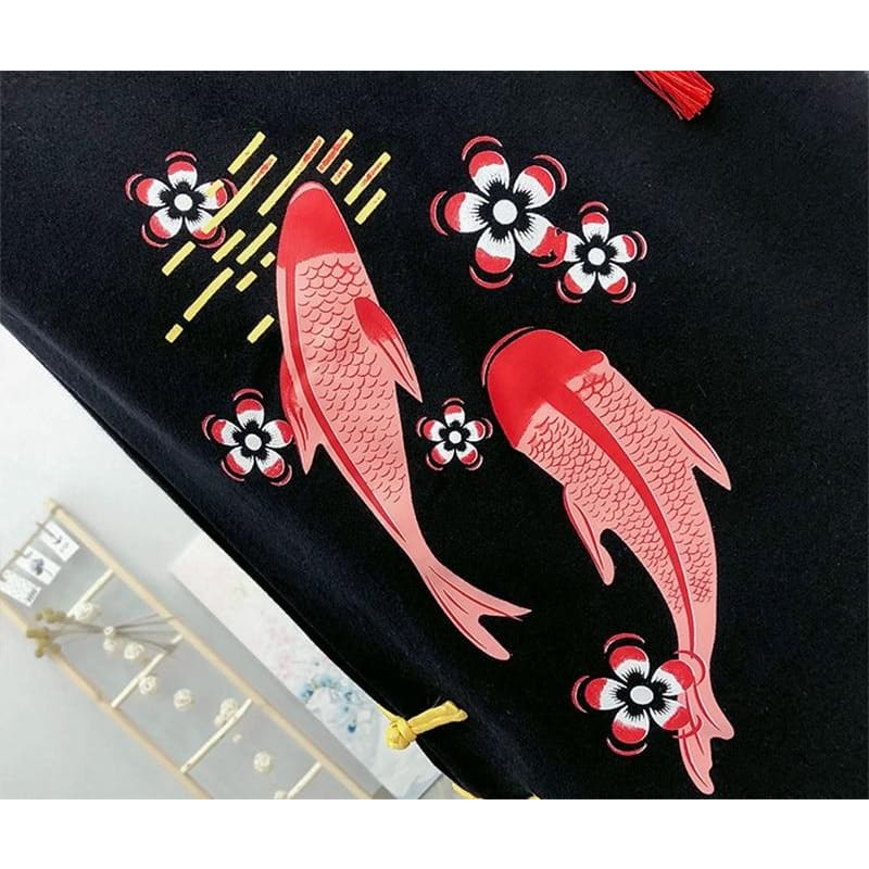 Harajuku Cute Hoodies Sakura Golden Fish Velvet Pullover