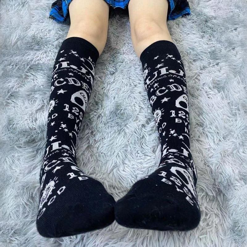 Harajuku Gothic Punk Dark Skeleton Knee Socks MK16663