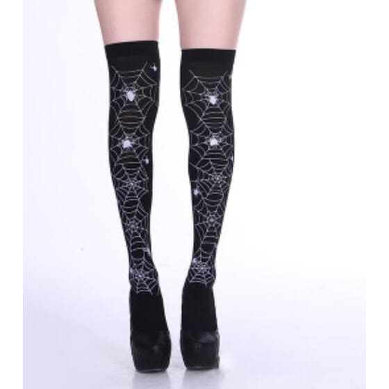 Harajuku Gothic Punk Skull Printed Black Thin Socks MK17187