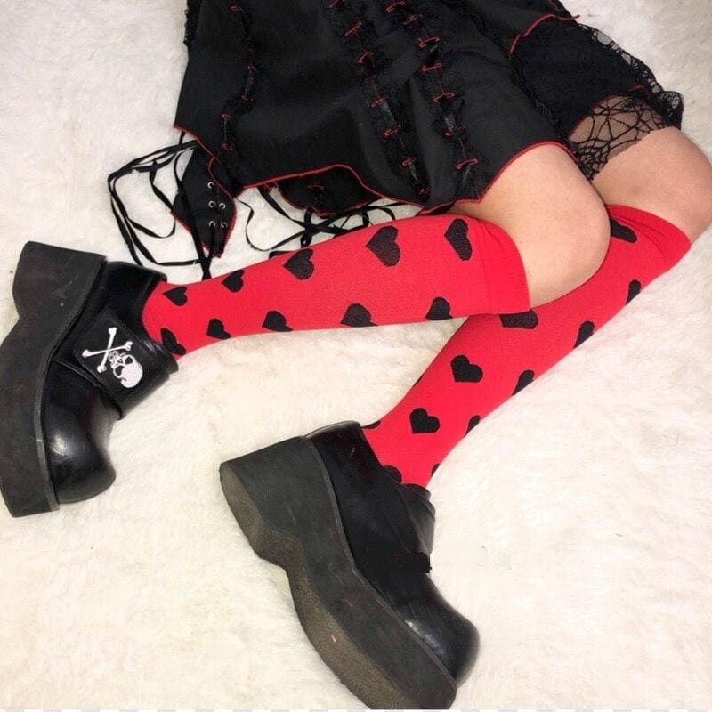 Harajuku Punk Black Red Polka Dot / Love Heart Gothic