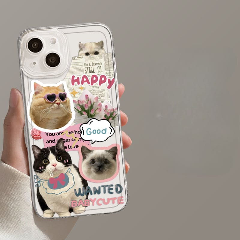 Have Fun Cat Phone Case - For iPhone 15 / Cat B-transparent