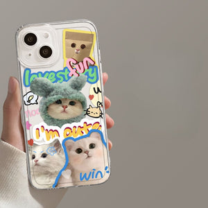 Have Fun Cat Phone Case - For iPhone 15 / Cat C-transparent