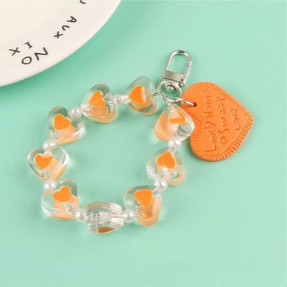 Heart Acrylic Bag Charm Keyring - Q681-1 - Orange / One Size