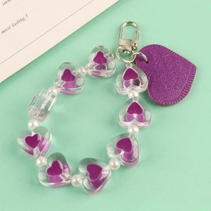 Heart Acrylic Bag Charm Keyring - Q681-3 - Purple / One Size