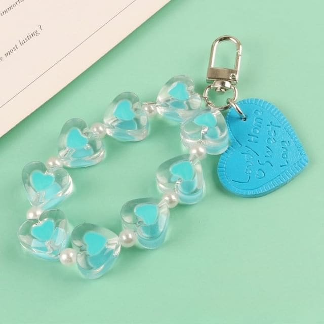 Heart Acrylic Bag Charm Keyring - Q681-6 - Blue / One Size