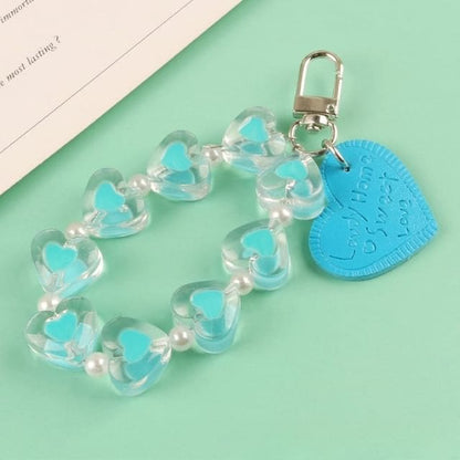 Heart Acrylic Bag Charm Keyring - Q681-6 - Blue / One Size