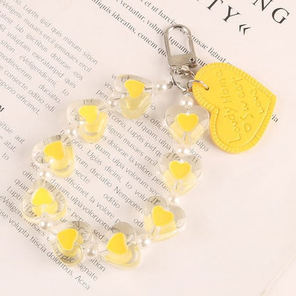 Heart Acrylic Bag Charm Keyring - Q681-7 - Yellow / One Size