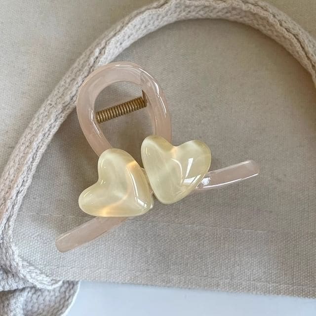 Heart Acrylic Hair Clamp - 05 - Off-White / S