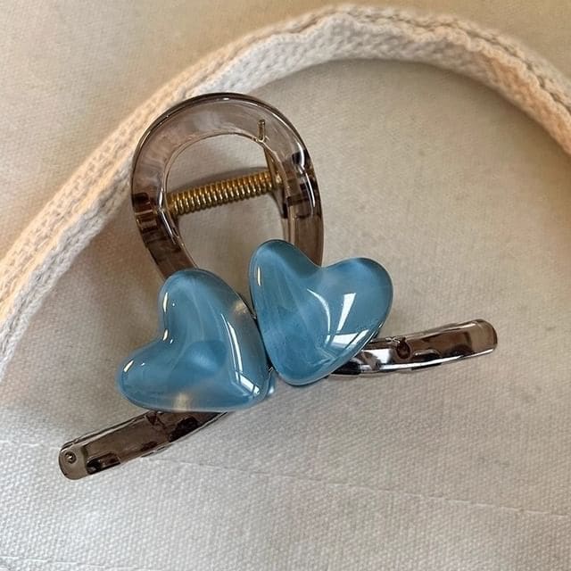 Heart Acrylic Hair Clamp - 06 - Blue / S