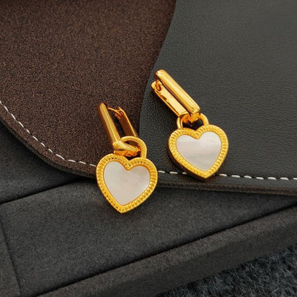 Heart Acrylic Shell Asymmetrical Alloy Drop Earring