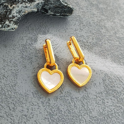 Heart Acrylic Shell Asymmetrical Alloy Drop Earring