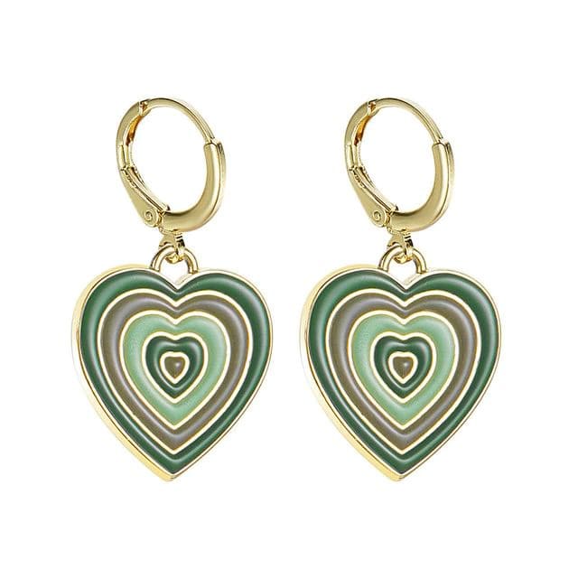 Heart Aesthetic Earrings - Standart / Green - earrings