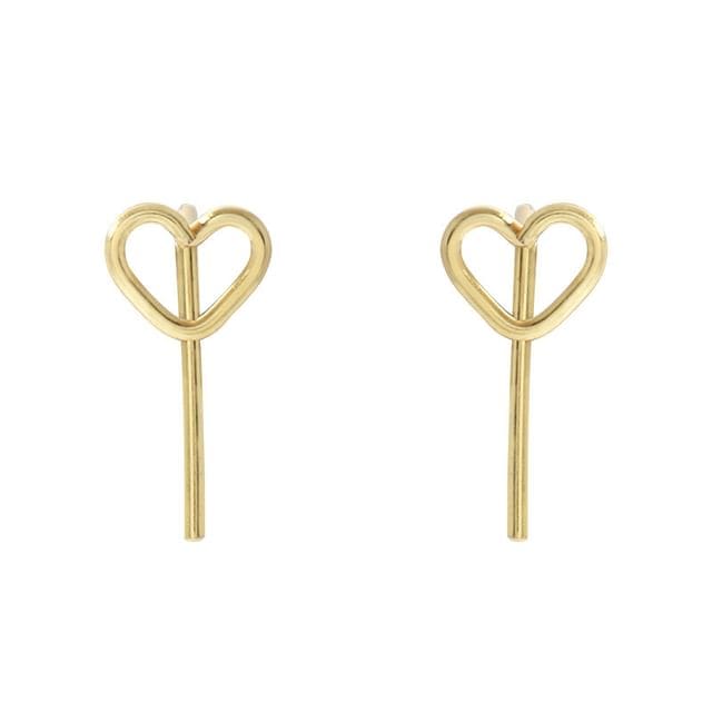 Heart Alloy Ear Jacket - 1 Pair - Gold / One Size