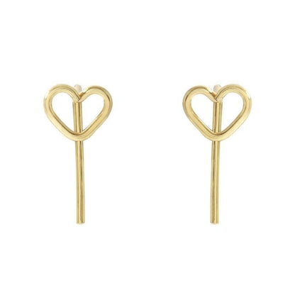 Heart Alloy Ear Jacket - 1 Pair - Gold / One Size