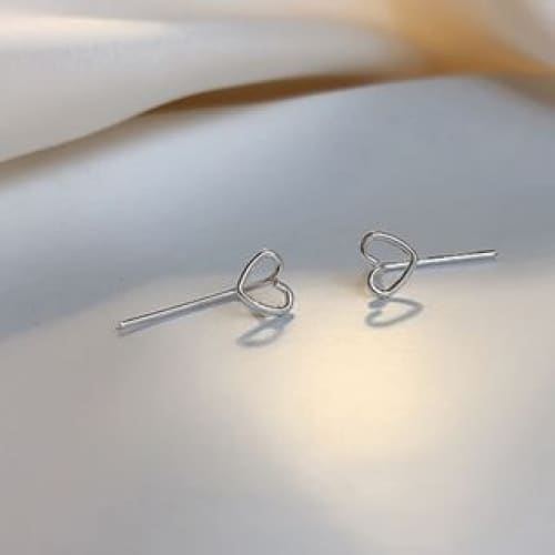 Heart Alloy Ear Jacket - 1 Pair - Silver / One Size