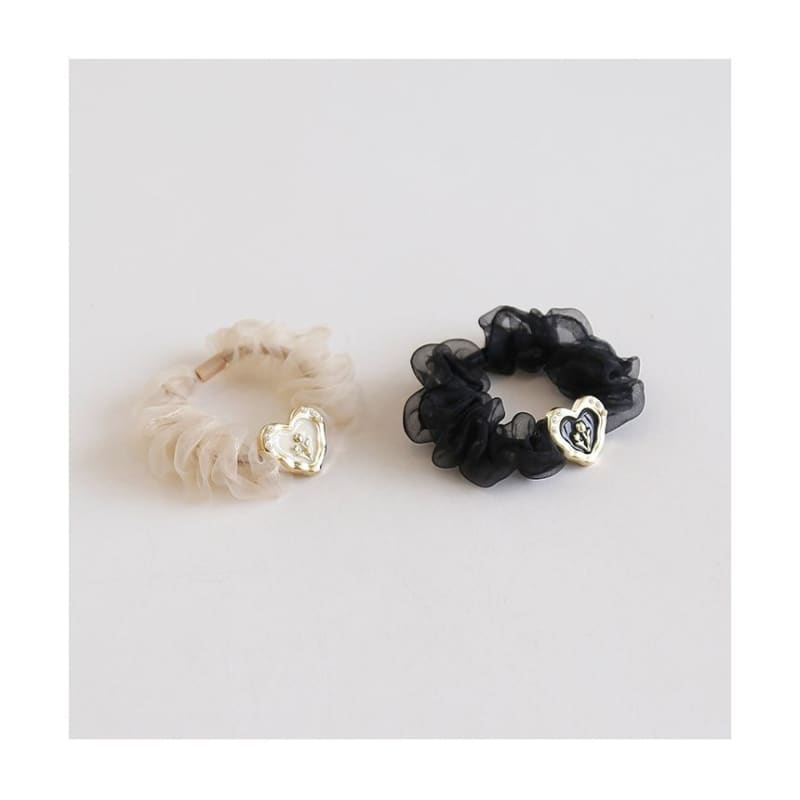 Heart Alloy Mesh Scrunchie