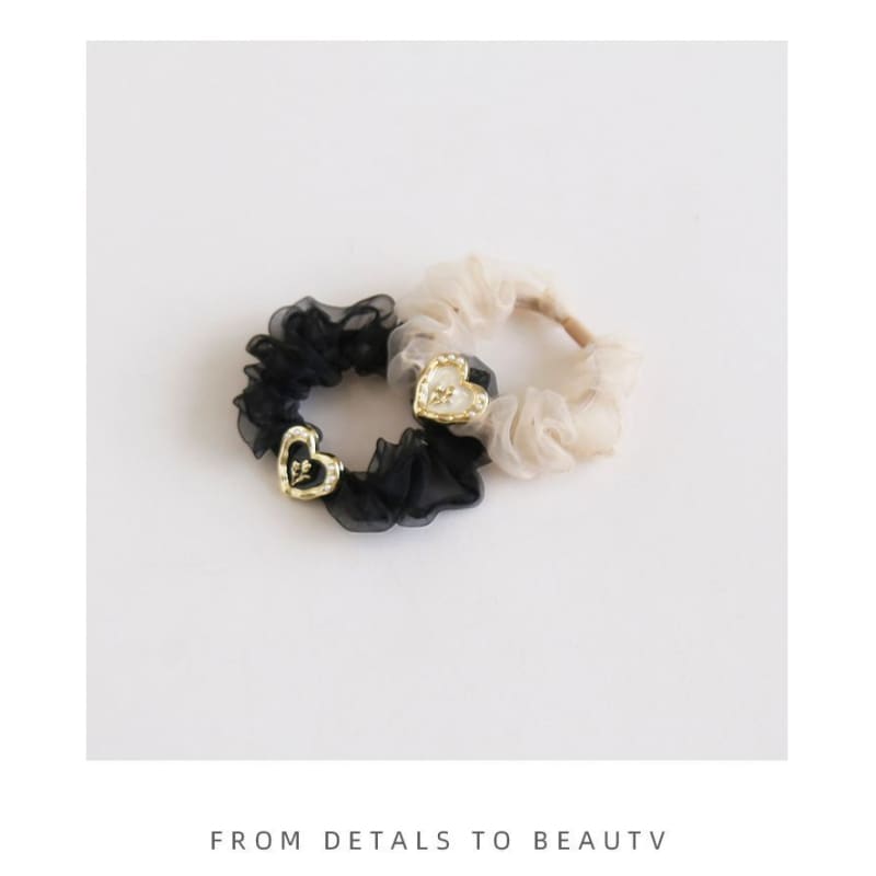 Heart Alloy Mesh Scrunchie