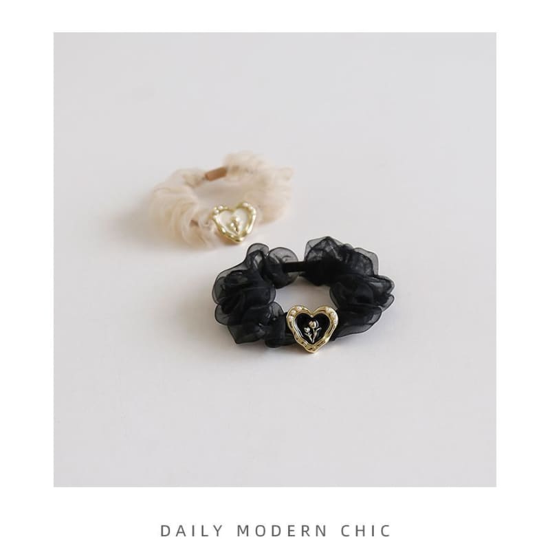 Heart Alloy Mesh Scrunchie