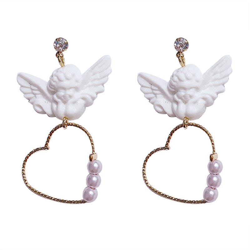 Heart Angel Earrings - Standart / Gold - earrings