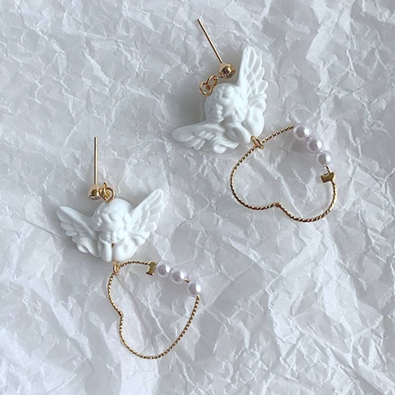 Heart Angel Earrings - Standart / Gold - earrings