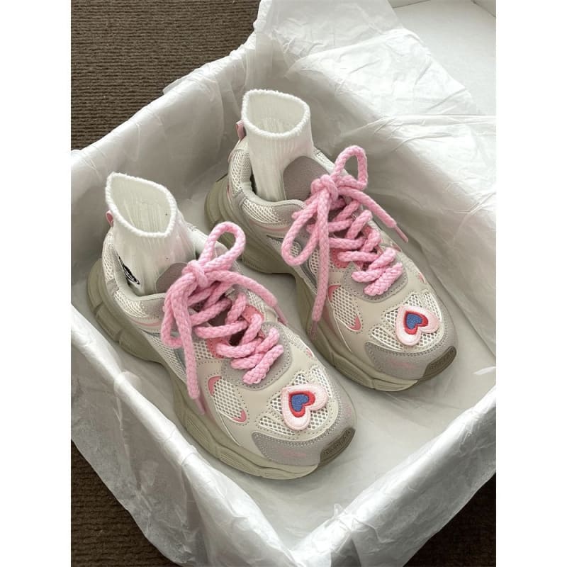 Heart Applique Platform Sneakers