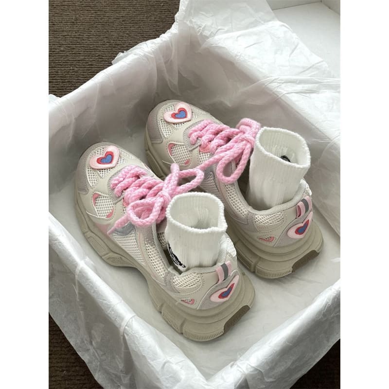 Heart Applique Platform Sneakers