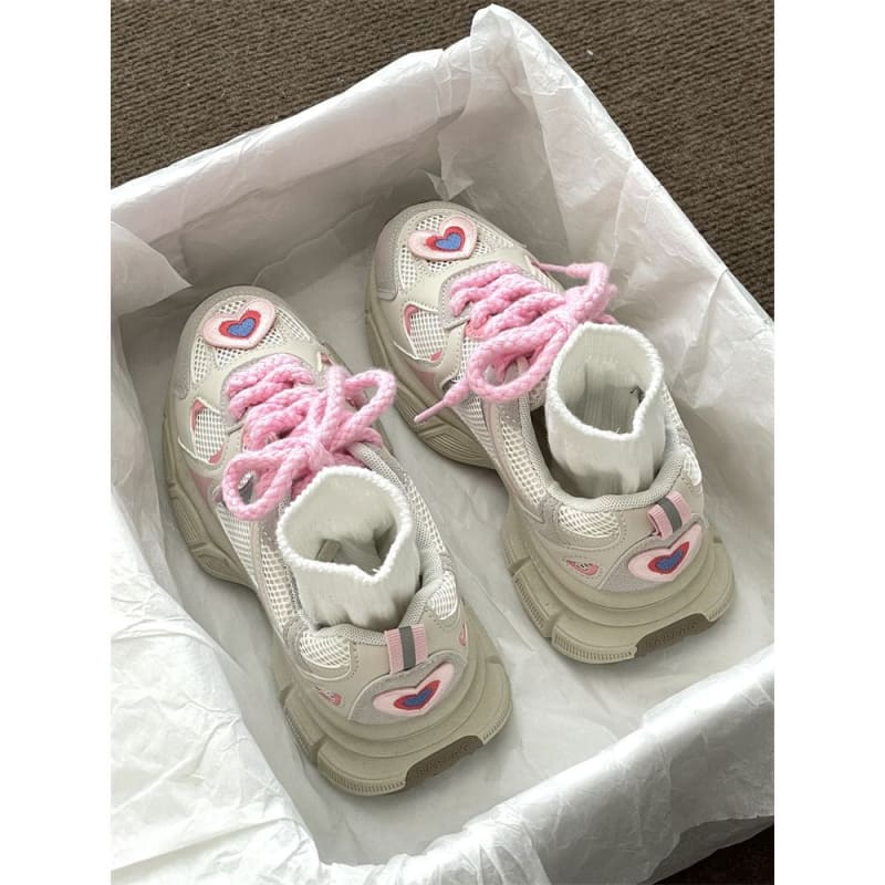 Heart Applique Platform Sneakers